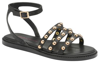 Black 'Jemima' ladies flat studded sandals